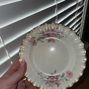 Vanity Fair - Sandra Rose-Vintage Floral Gold-Rimmed Dessert Plate - Pink Floral